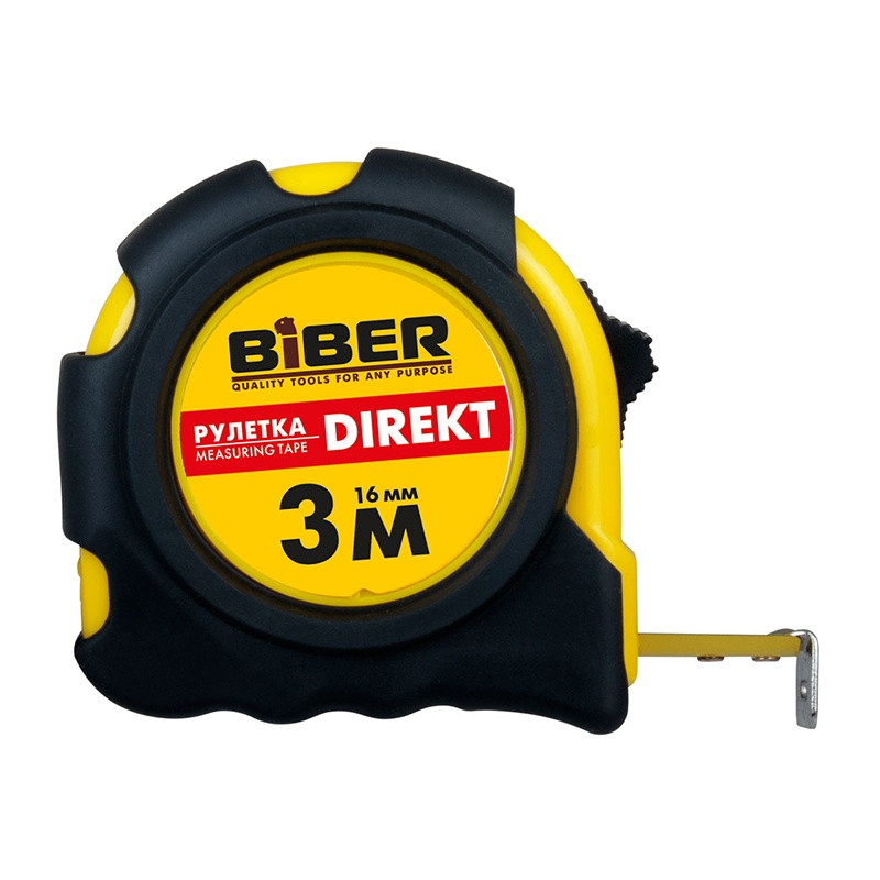 Рулетка в обрезиненном корпусе Biber DIREKT 
